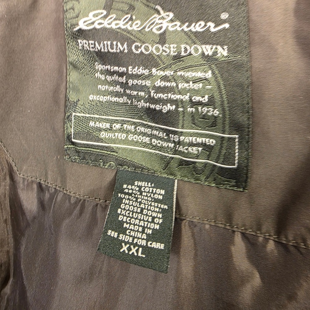 Eddie Bauer Puffer Vest Men XXL Brown Quilted Goose Down Gorpcore Outdoor Skater